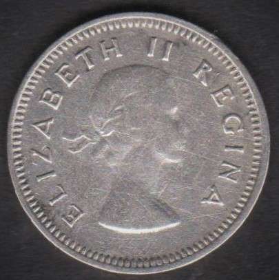 1959 SA Union 3d tickey - 50% silver