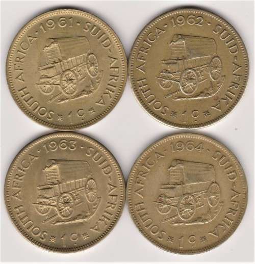 1961 - 1964 South Africa One Cent coin Set