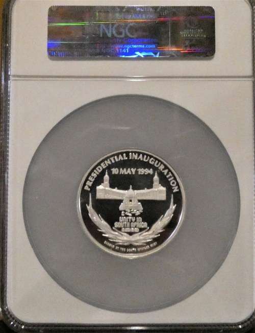 Nelson Mandela 5oz .999 Silver -10th May 1994 Inauguration - no1 pf 69 graded and highest grade
