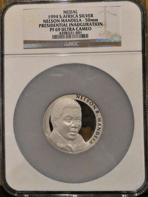 Nelson Mandela 5oz .999 Silver -10th May 1994 Inauguration - no1 pf 69 graded and highest grade