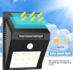 20 LED Solar Power Wall Light, PIR Motion Sensor, Waterproof, Night Sensor & Eco-friendly
