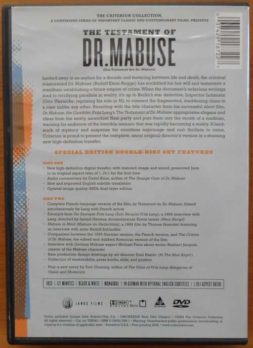 The Testament of Dr. Mabuse (The Criterion Collection)