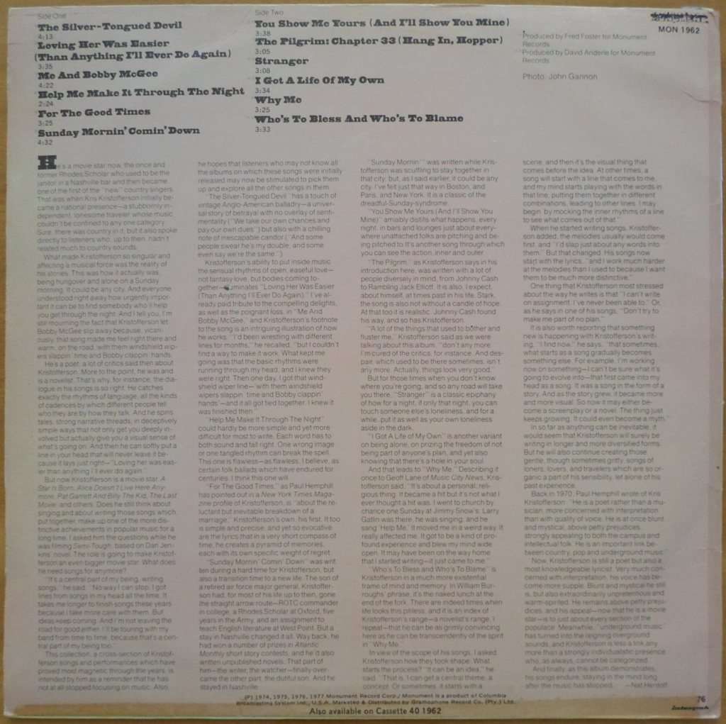 Kris Kristofferson - Songs of Kristofferson