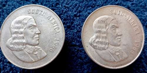SILVER R1 COINS 1966 RSA 1 X  ENGLISH & 1 X AFRIKAANS 80% SILVER - Each 12g X 2  24gm