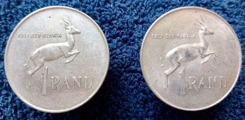 SILVER R1 COINS 1966 RSA 1 X  ENGLISH & 1 X AFRIKAANS 80% SILVER - Each 12g X 2  24gm