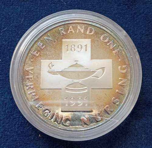 R1 SILVER PROTEA PROOF S A COIN - Nursing
