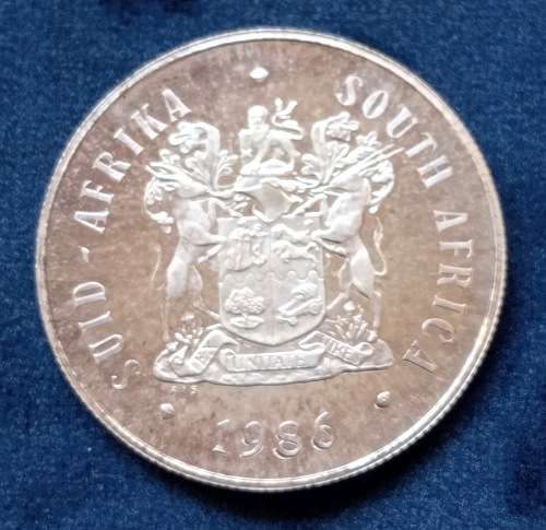 SILVER R1 PROOF COIN 1986, IN A SAM BOX WELL TONED - DIGGER