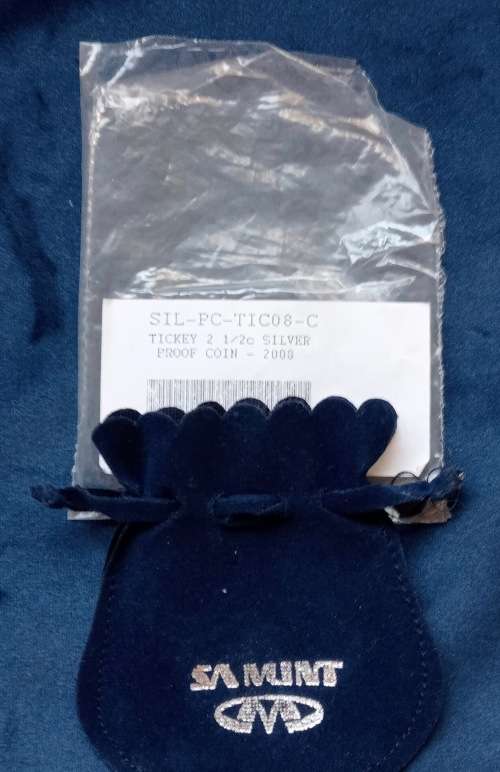 TICKEY 2 1/2c SILVER PROOF 2008 IN SAM POUCH - INTERNAT. POLAR YEAR.SA AGALHUS, Map SA BASE SANAE IV