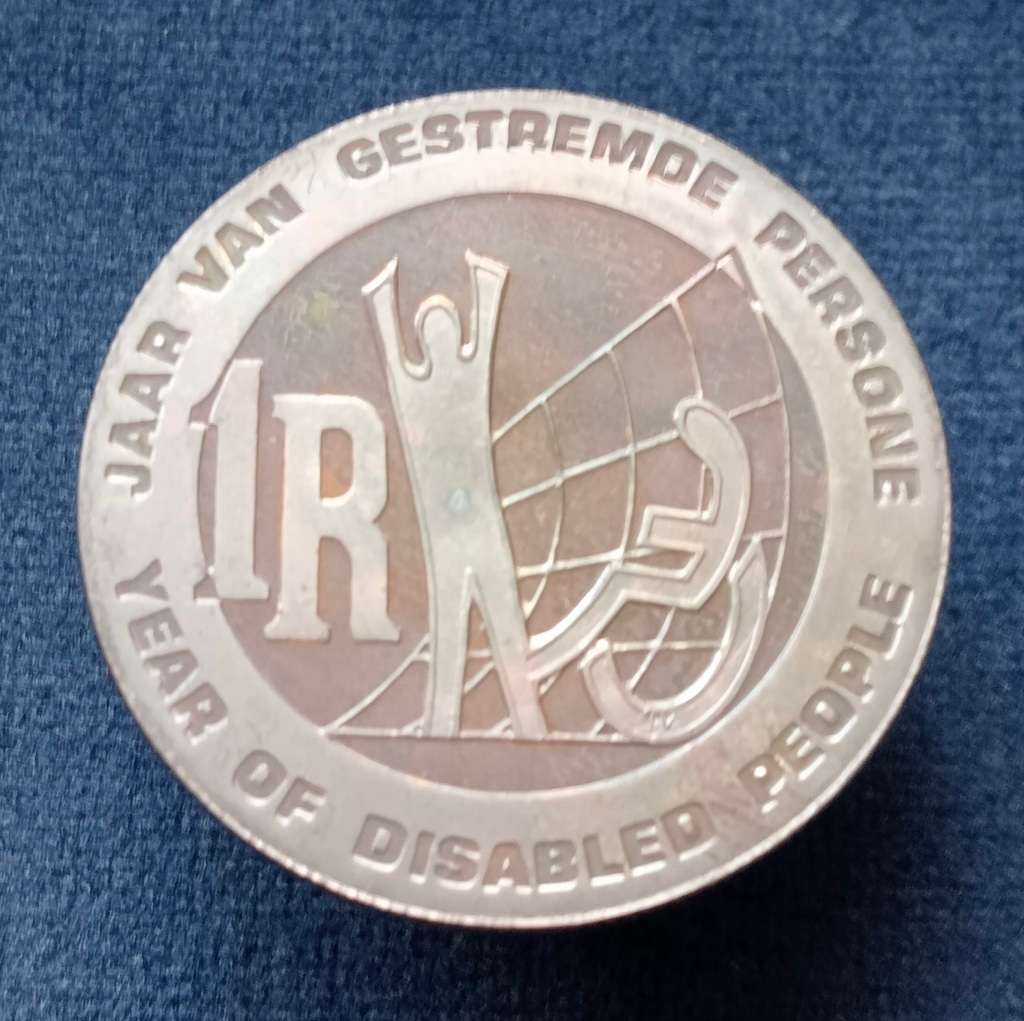 R1 1986 Silver Proof Coin - YEAR OF THE DISABLED