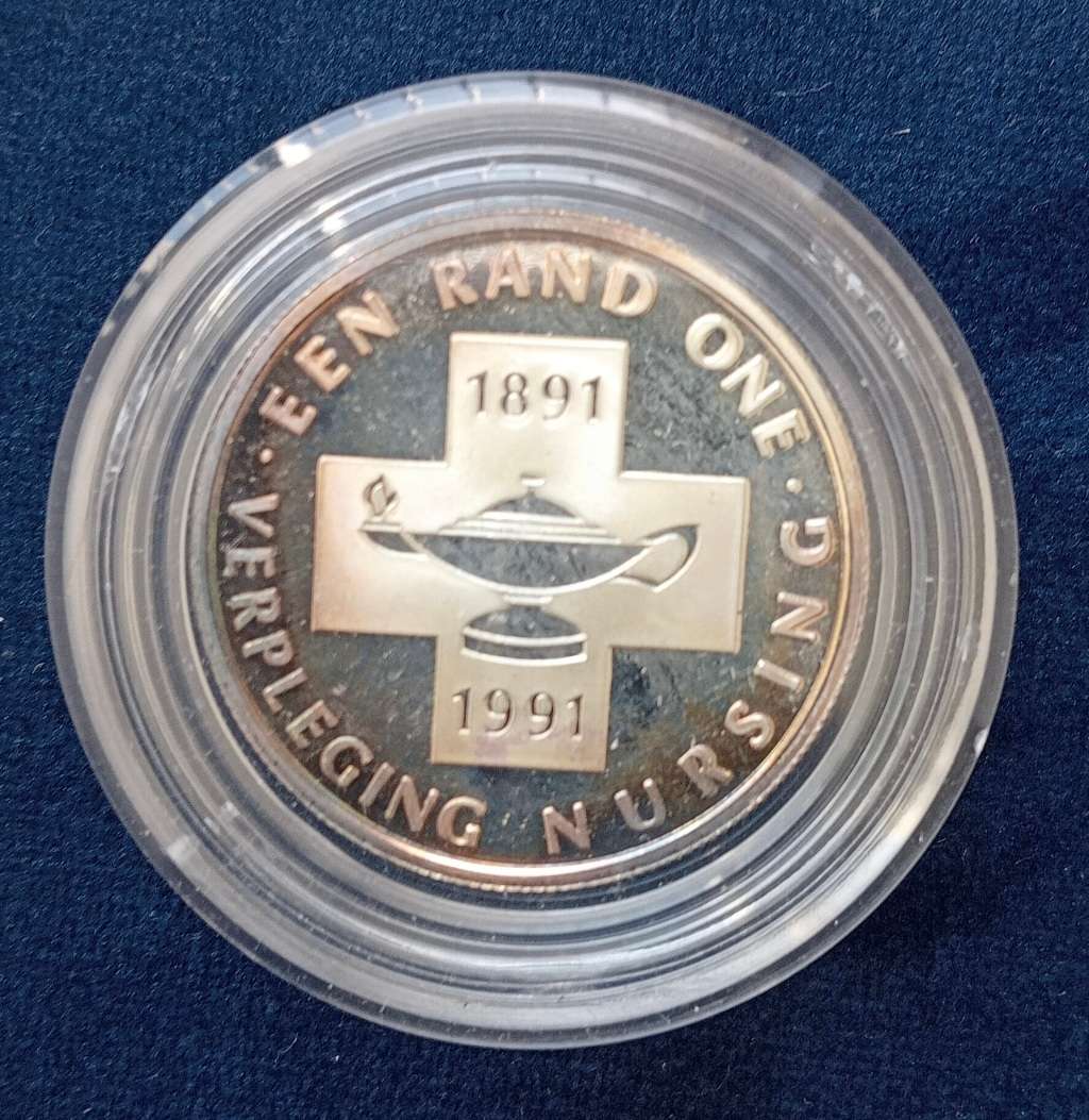 R1 NURSING - 1991 S A SILVER PROTEA PROOF COIN