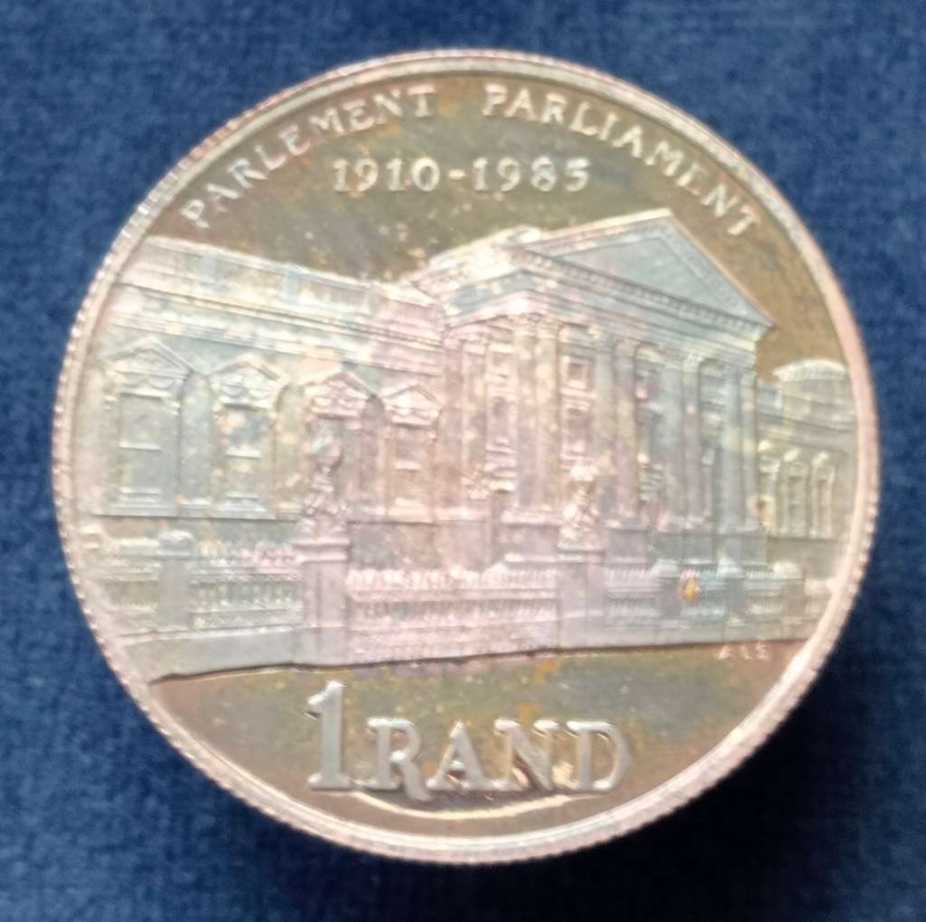 R1 1985 SILVER PROOF COIN - PARLIAMENT (1910 - 1985) IN SAM box