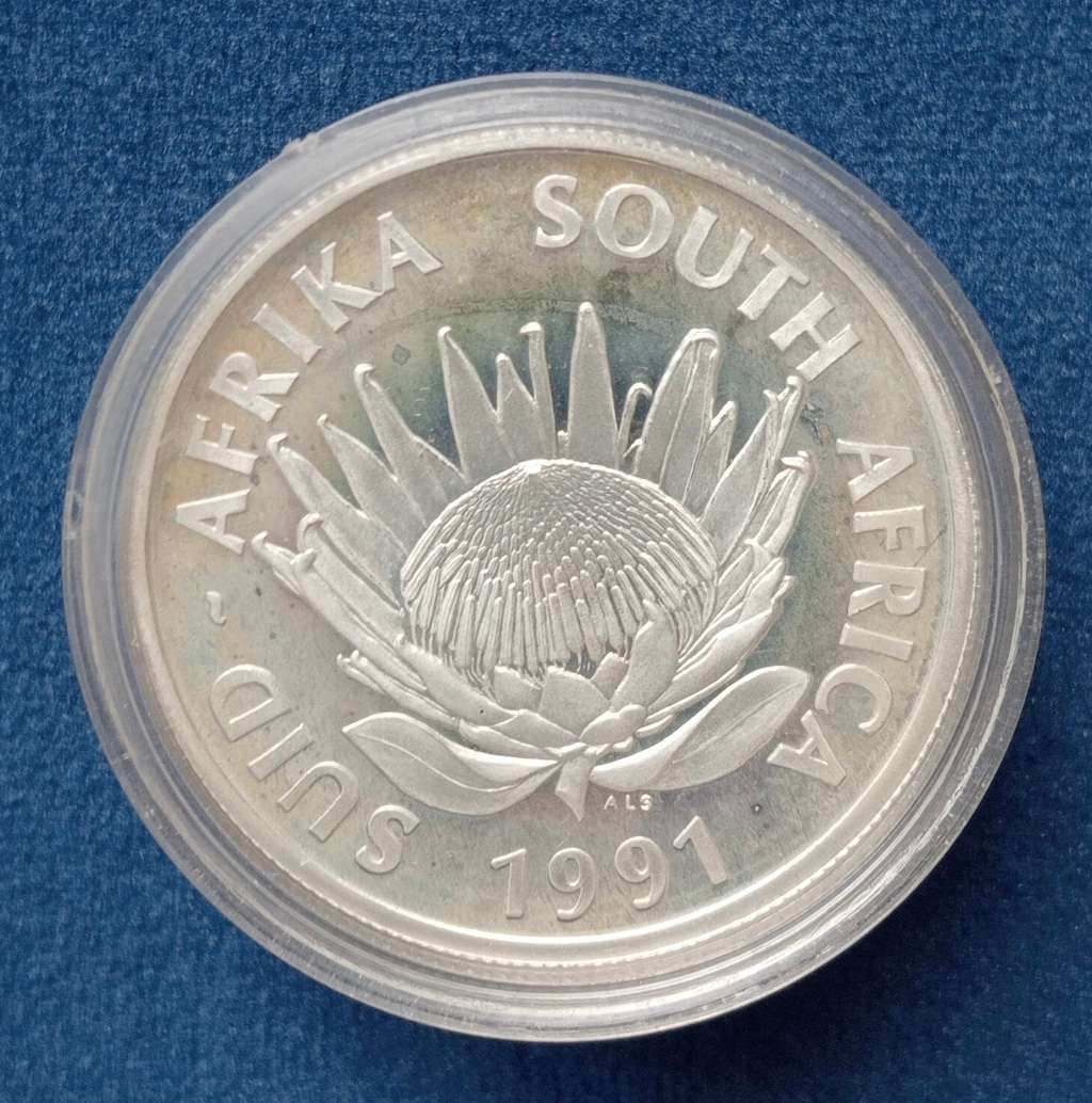 R1 SILVER PROTEA PROOF S A COIN - Nursing (1891 - 1991)