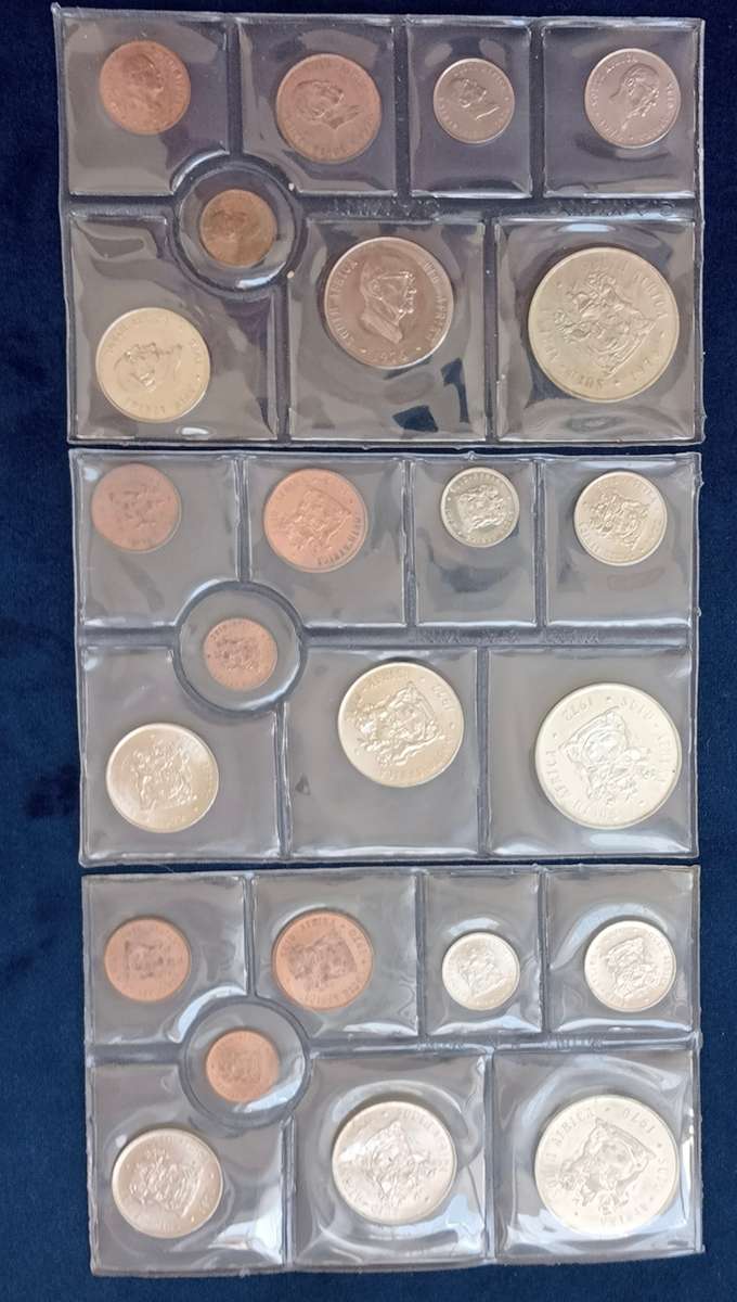 ( THREE SETS )S A MINT UNCIRCULATED 1970-1972-1976 ALL WITH S A MINT SEAL - 1/2C TO R1