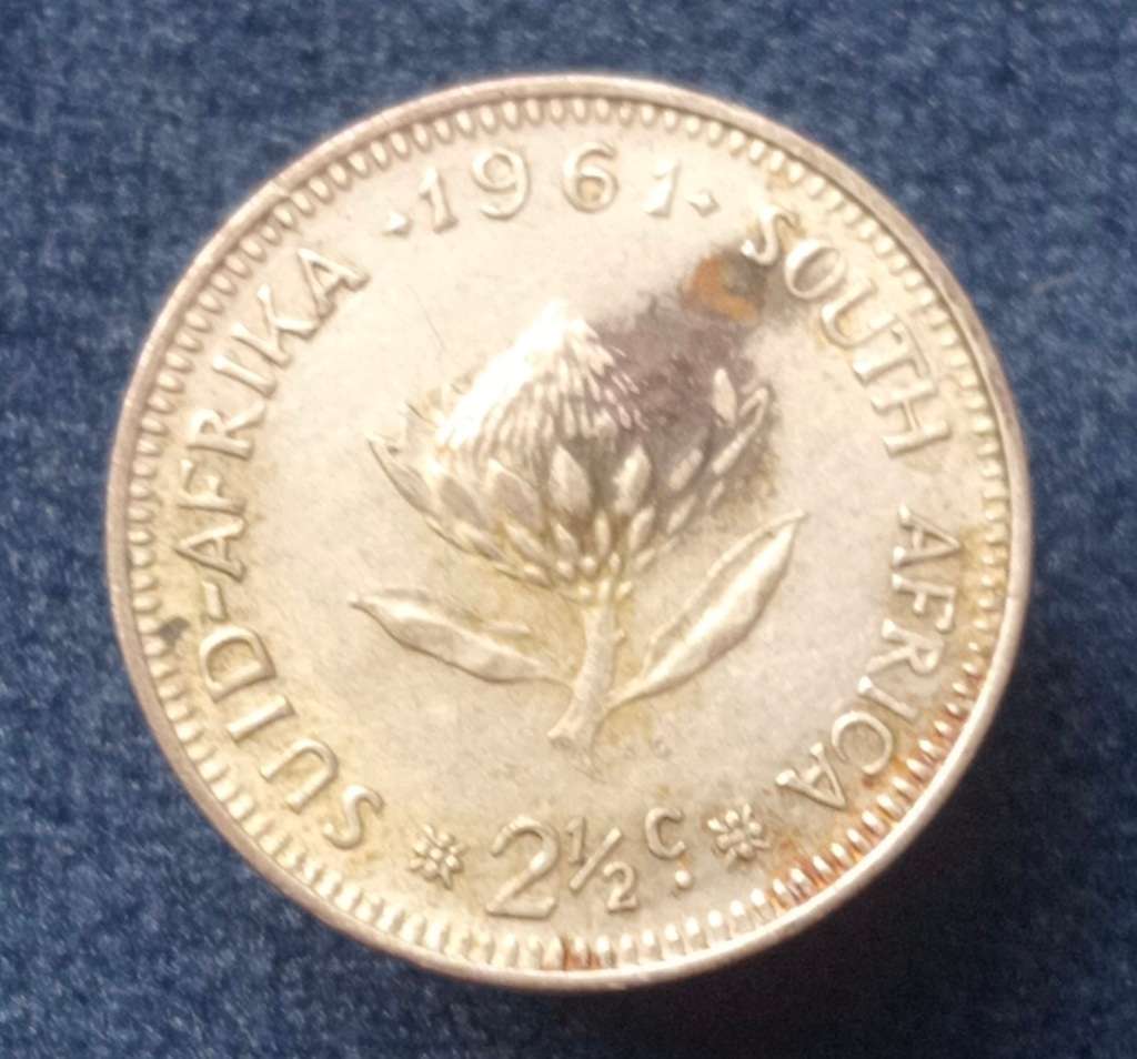 21/2c 1961 R.S.A. Van Riebeeck 50% Silver 0.72gm