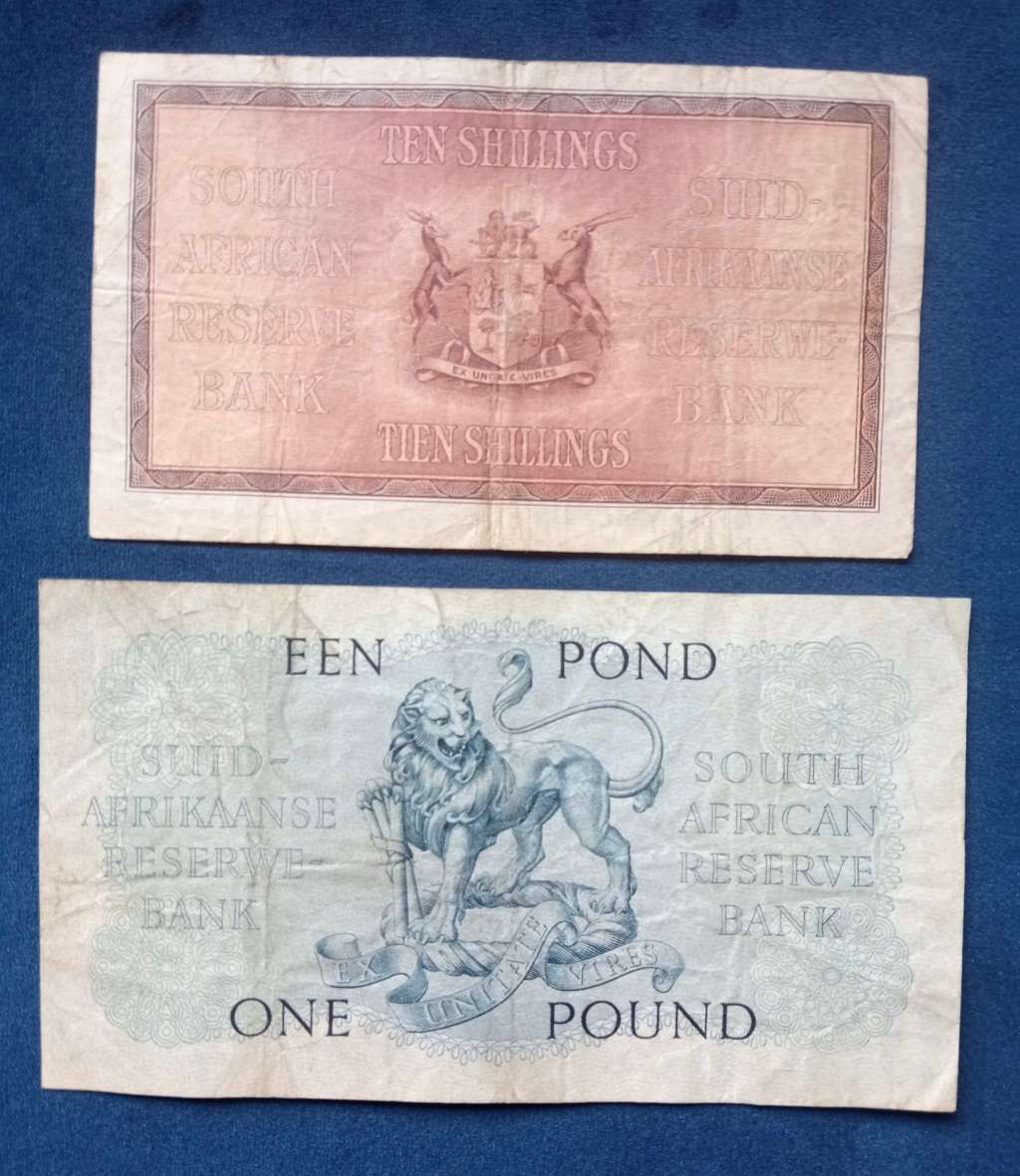 TEN-TIEN SHILLINGS 1947 & ONE POUND 1949 DE KOCK