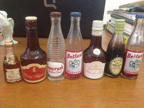 A small lot of miniature liquor, soda and mixer bottles for the bar