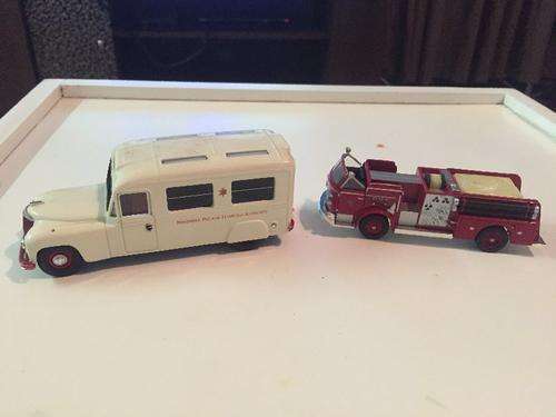 Lot of 2 smaller corgi Fire engine ambulance vehicles