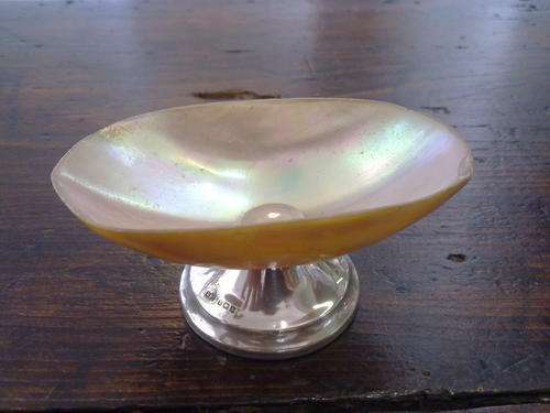 A hallmarked silver and mother of pearl Caviar dish