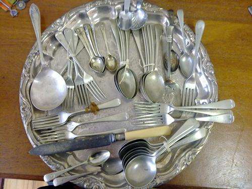 A very large lot of cutlery and tray