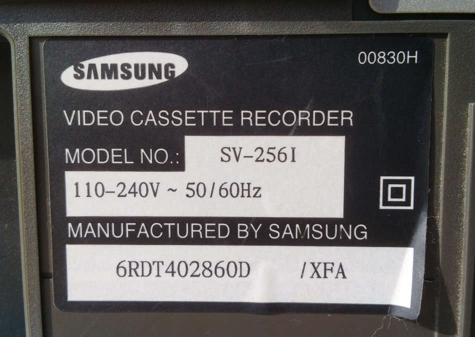 Samsung SV-256I Video Cassette Recorder