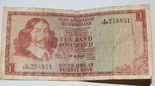 Very old R1 jan van riebeeck(tw de jongh) paper note