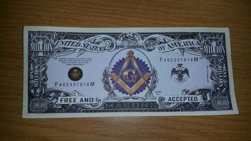 free mason dollar novelty bill- free and accepted