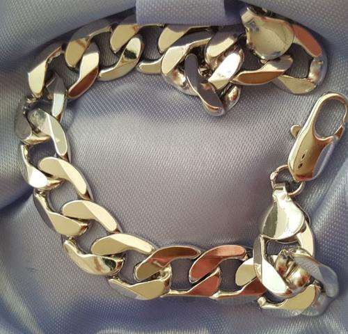 Mens white gold filled bracelet thick