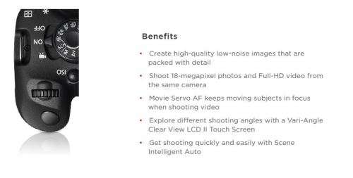 canon eos 700d 18 mega pixel camera good condition - great camera - 5 photos per second