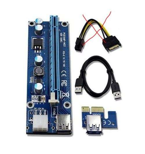 6 x pci express 1x to 16 x card adaptor with usb