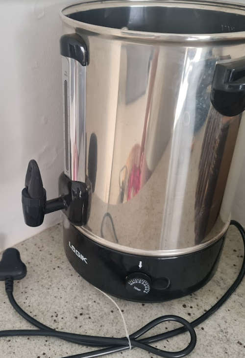 old used gas kettle with urn