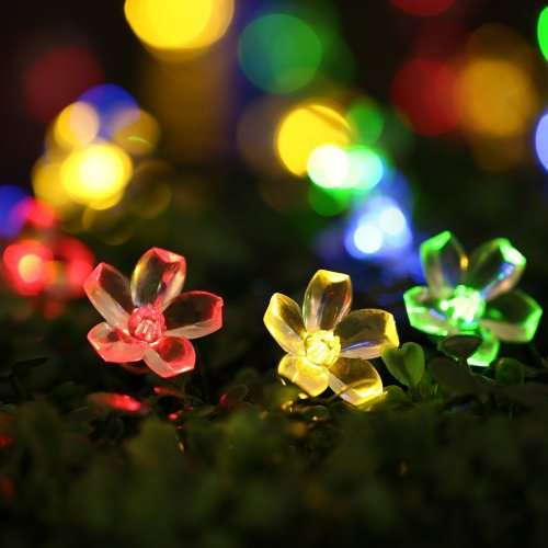 Solar String Lights 50 LED 21ft 8 Modes Blossom Flower Garden Christmas lights Decorations