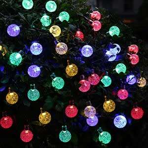 Globe Solar String Lights, 30 LED Fairy Crystal Ball Christmas Lights, Outdoor Decorative