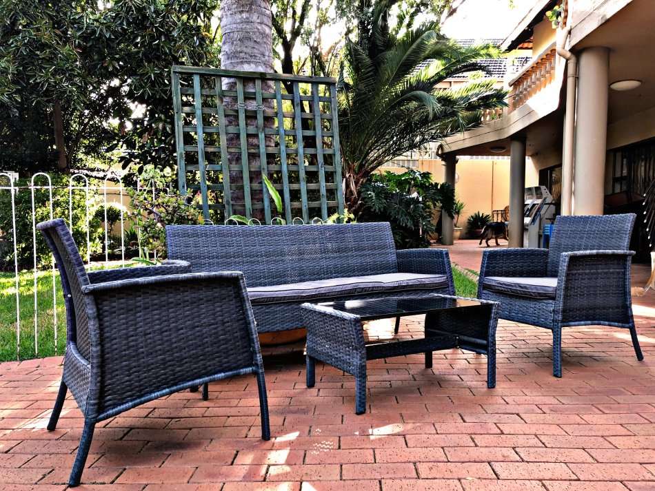 Patio Furniture Ratten Dining Sets 4PCS With Cushion, Outdoor Garden Wicker Sofa