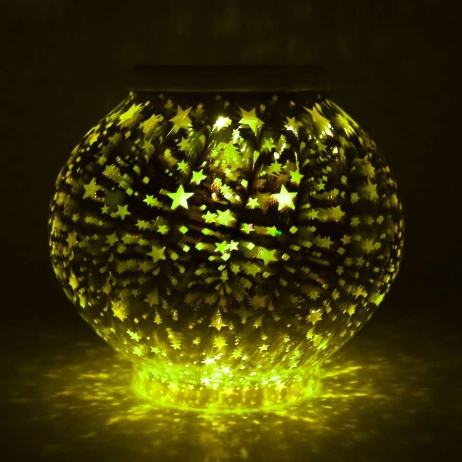 Christmas Lights Color Changing Solar Light Crystal Glass for for Out/Indoor Decorations (Stars)