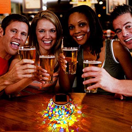 Solar Color Changing Light Mosaic Glass Table Lamps Yard Patio Halloween Christmas Decorations, Gift