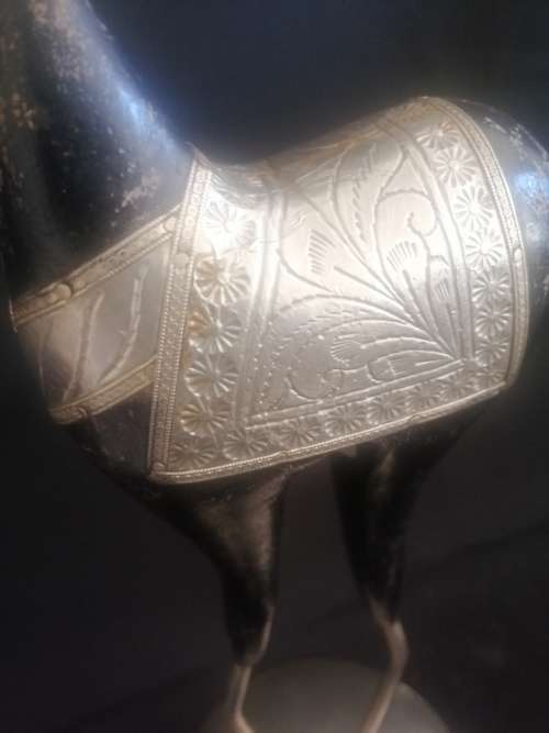 Vintage Highly detailed large metal and wood 3 piece buck ornaments