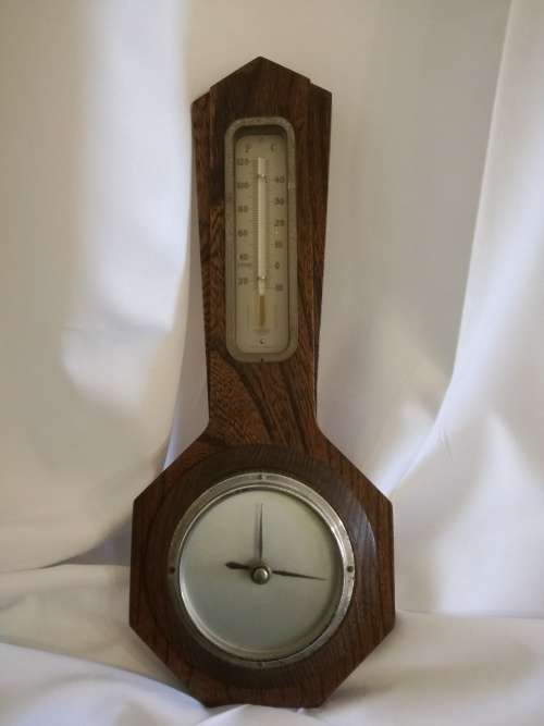 Vintage SB (shortland) wall clock and thermometer