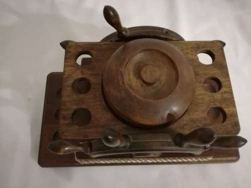 Vintage pipes and tobacco stand.