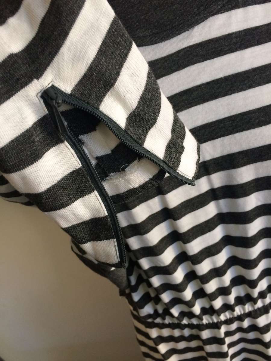 VINTAGE  STRIPED WINTER DRESS - GREY WHITE - 38/97