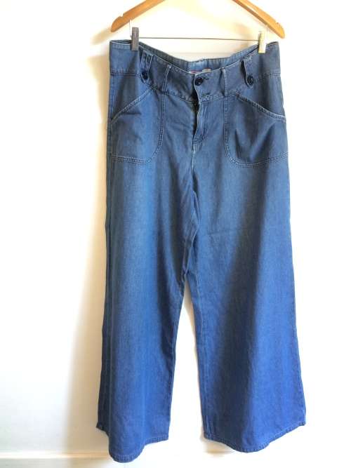 REAL CLOTHING 100% COTTON WIDE LEG HIPPIE JEANS - 14