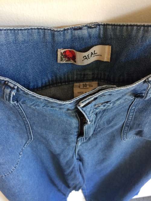 REAL CLOTHING 100% COTTON WIDE LEG HIPPIE JEANS - 14