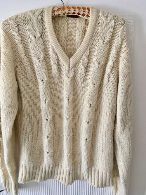 VINTAGE HANG TEN BEIGE CABLE KNIT - XL