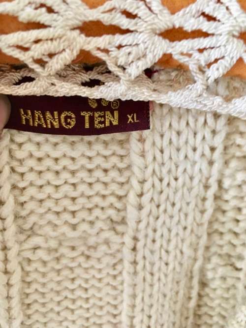 VINTAGE HANG TEN BEIGE CABLE KNIT - XL
