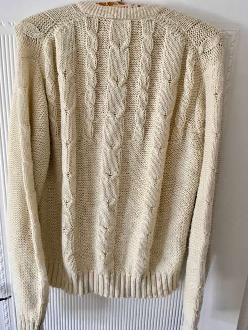 VINTAGE HANG TEN BEIGE CABLE KNIT - XL