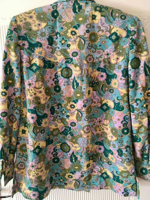 VINTAGE CORDUROY FLOWER SHIRT - GREEN AND LILAC - 14