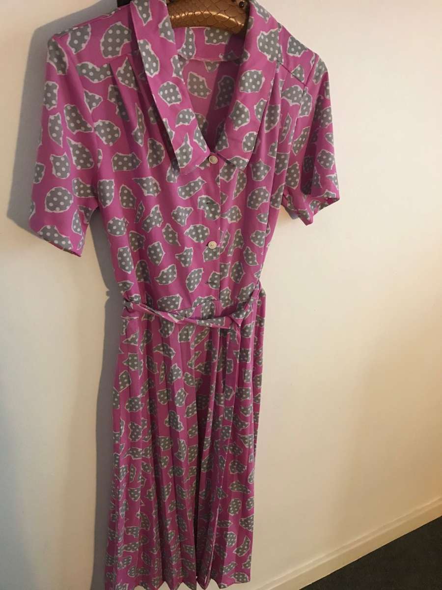 VINTAGE DELSWA PINK/PURPLISH DRESS - SIZE 10