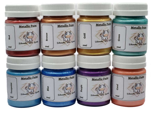 Pure Acrylic Metallic Paint Set - 8 x 50ml