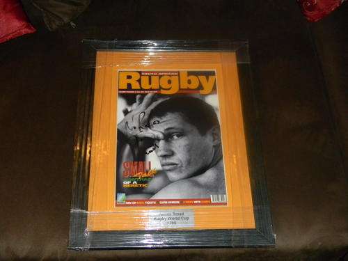 Original James Small Hand signed Sa RUgby Vol 1  page framed rare item.