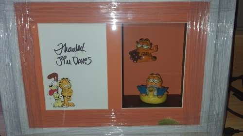 Garfield sgned by creator Jim Davies montage.
