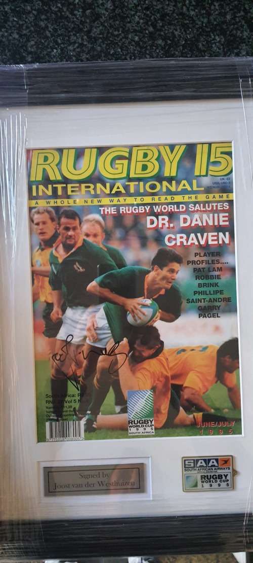 Rare 1995 Magazine signed by Joost van Der Westuizen .